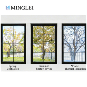 High Heat Insulation Energy Saving Black Aluminum Window Thin Profile