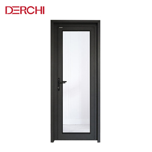 Foshan Cheap Smoked Glass Interior Doors White Aluminum Frame Bathroom Doors Hotel Interior French Double Swing Door