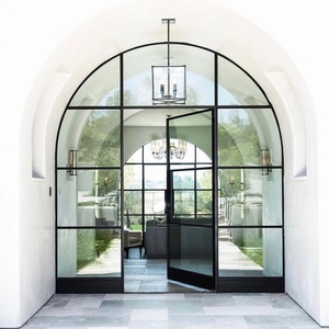 Insulated Arched Black Aluminium French Front Doors